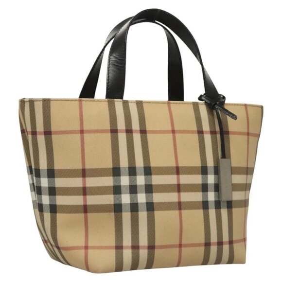 BURBERRY Nova Check Hand Bag PVC Beige Auth - Picture 1 of 16